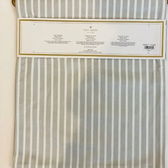 Kate Spade "Harbour Drive" Platnium, White Table Runner, cotton blend, 72" - Picture 6 of 10